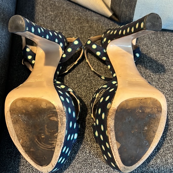 Miu Miu platform, 6 inch polka dot open toe heels from Nordstrom. Size 37 - Picture 4 of 11